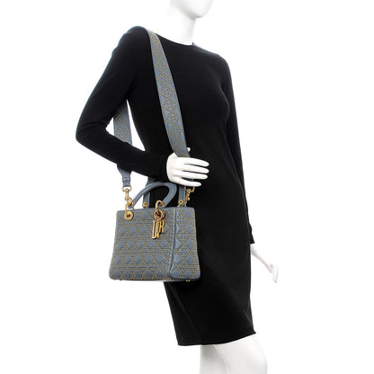 Christian Dior Calfskin Cannage Studded Medium Supple Lady Dior Grey 2 of 7