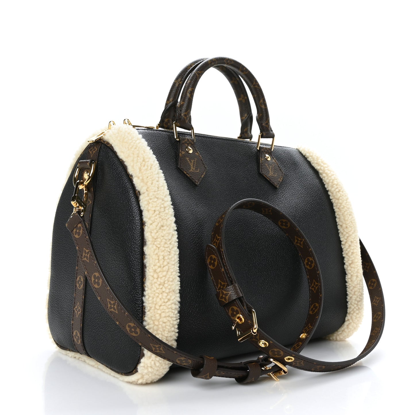 Calfskin Monogram Teddy Speedy Bandouliere 30 Black