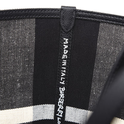 Burberry Coated Canvas Mega Check Medium Doodle Tote Black White 6 of 10