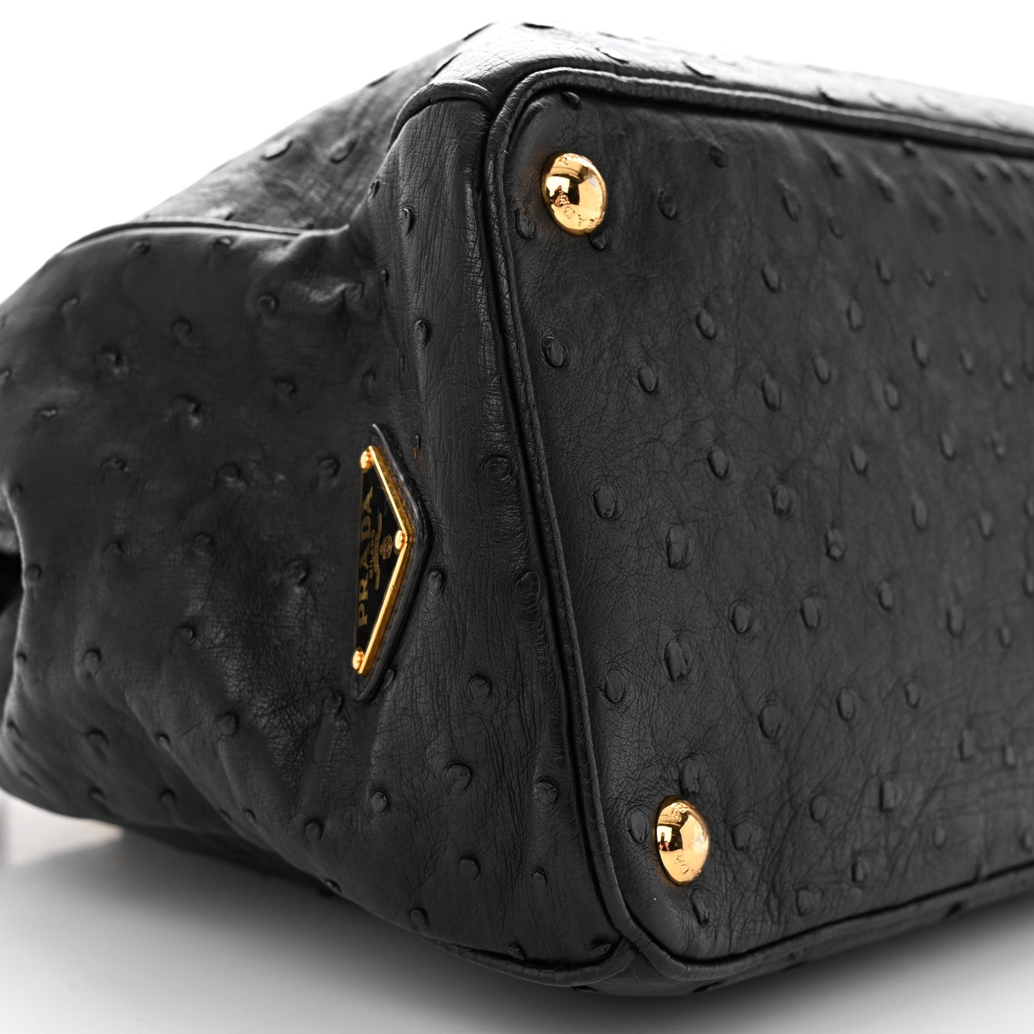 Prada Ostrich Double Zip Tote Black 8 of 27