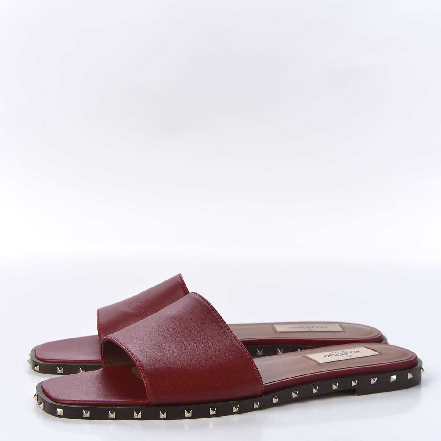 Nappa Soul Rockstud Flat Slide Sandals 38 Rosso