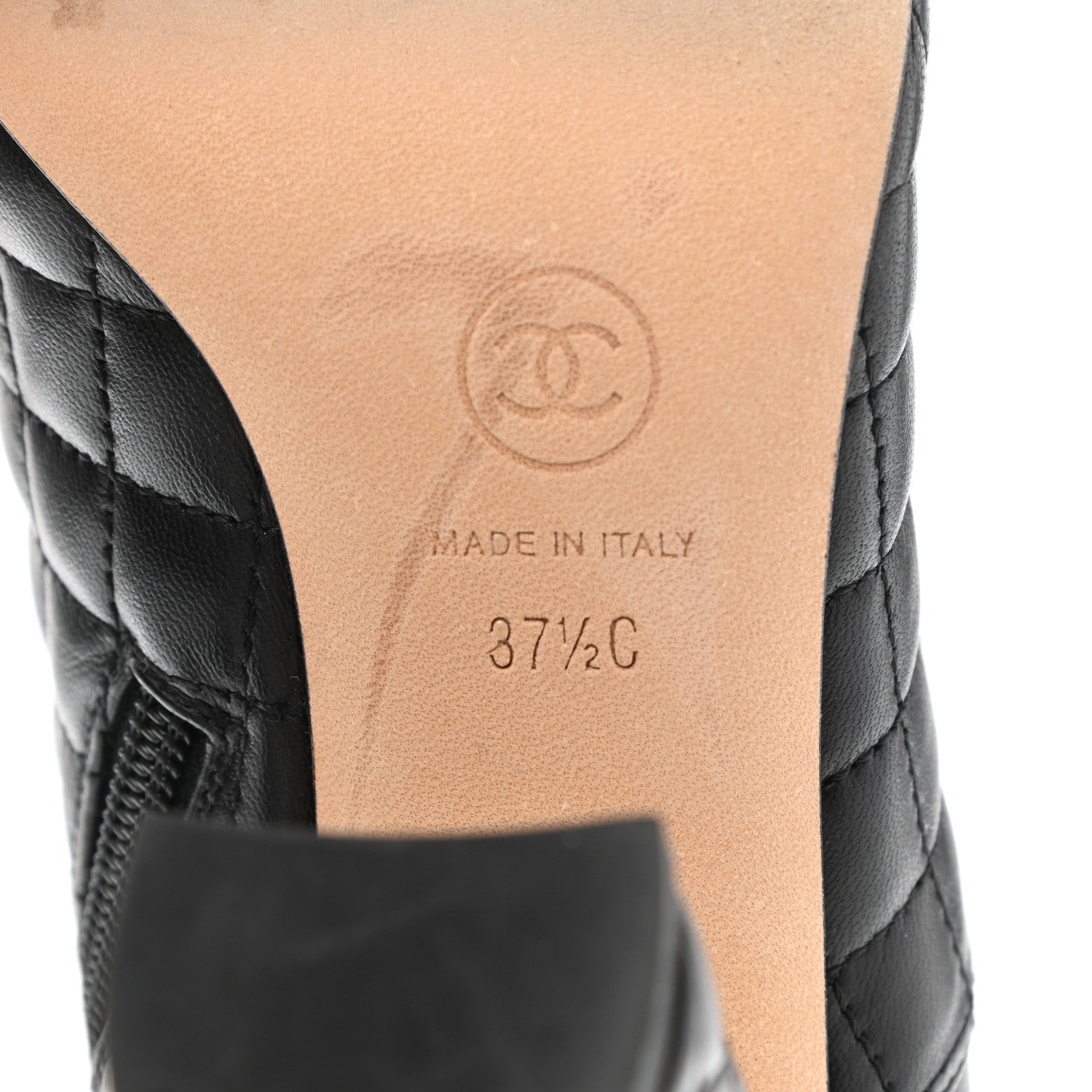 Chanel Lambskin Quilted CC Booties 37.5 Black 6 of 9