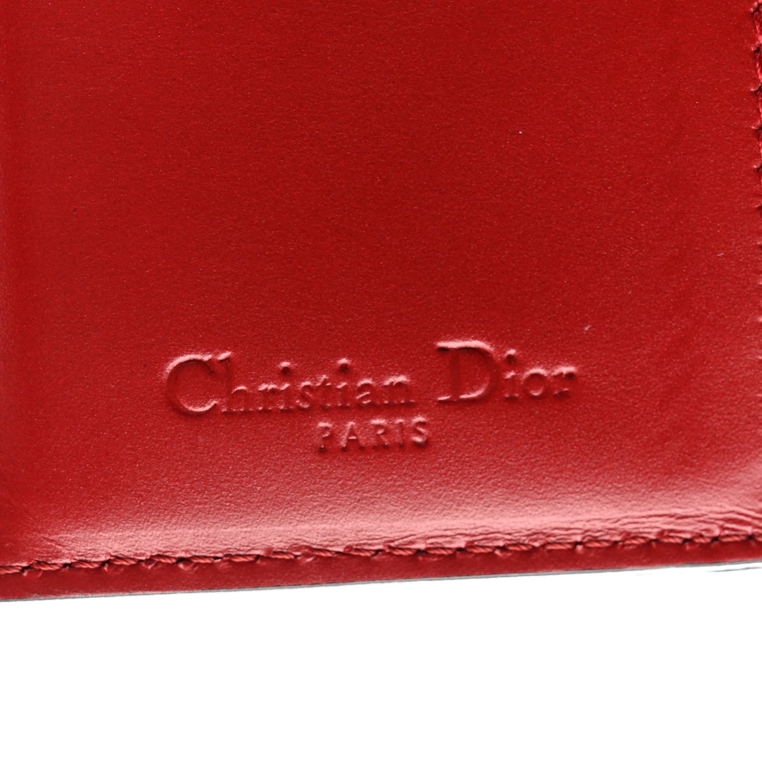 Christian Dior Lambskin Cannage Studded Lady Dior Card Holder Deep Red 6 of 10