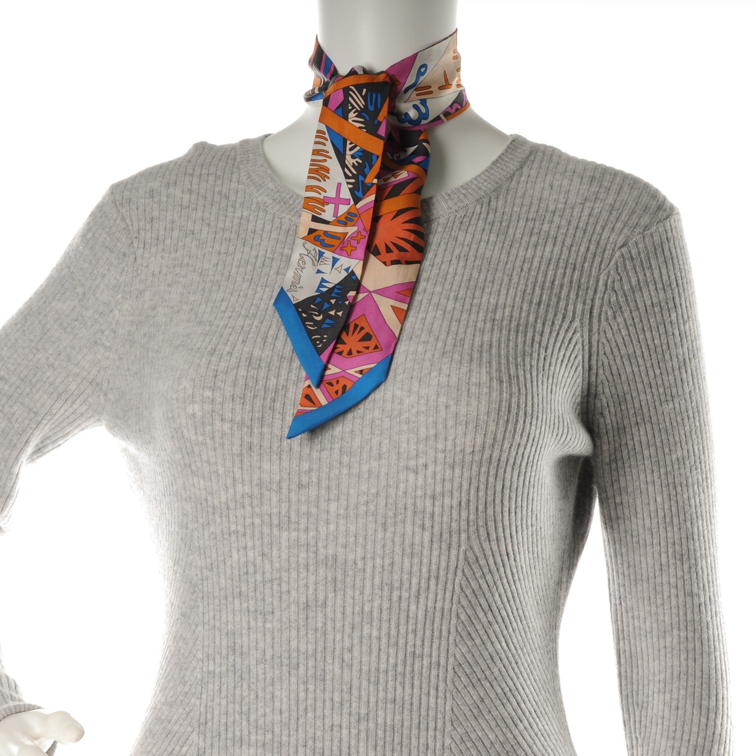 Hermes Silk Le Nombre D'Or Twilly Cobalt Rose Roux 2 of 5