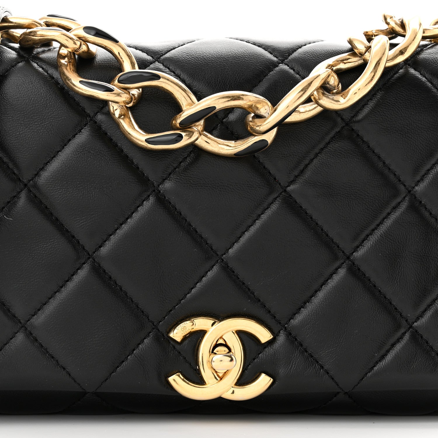Chanel Lambskin Quilted Medium Color Match Flap Black 4 of 11
