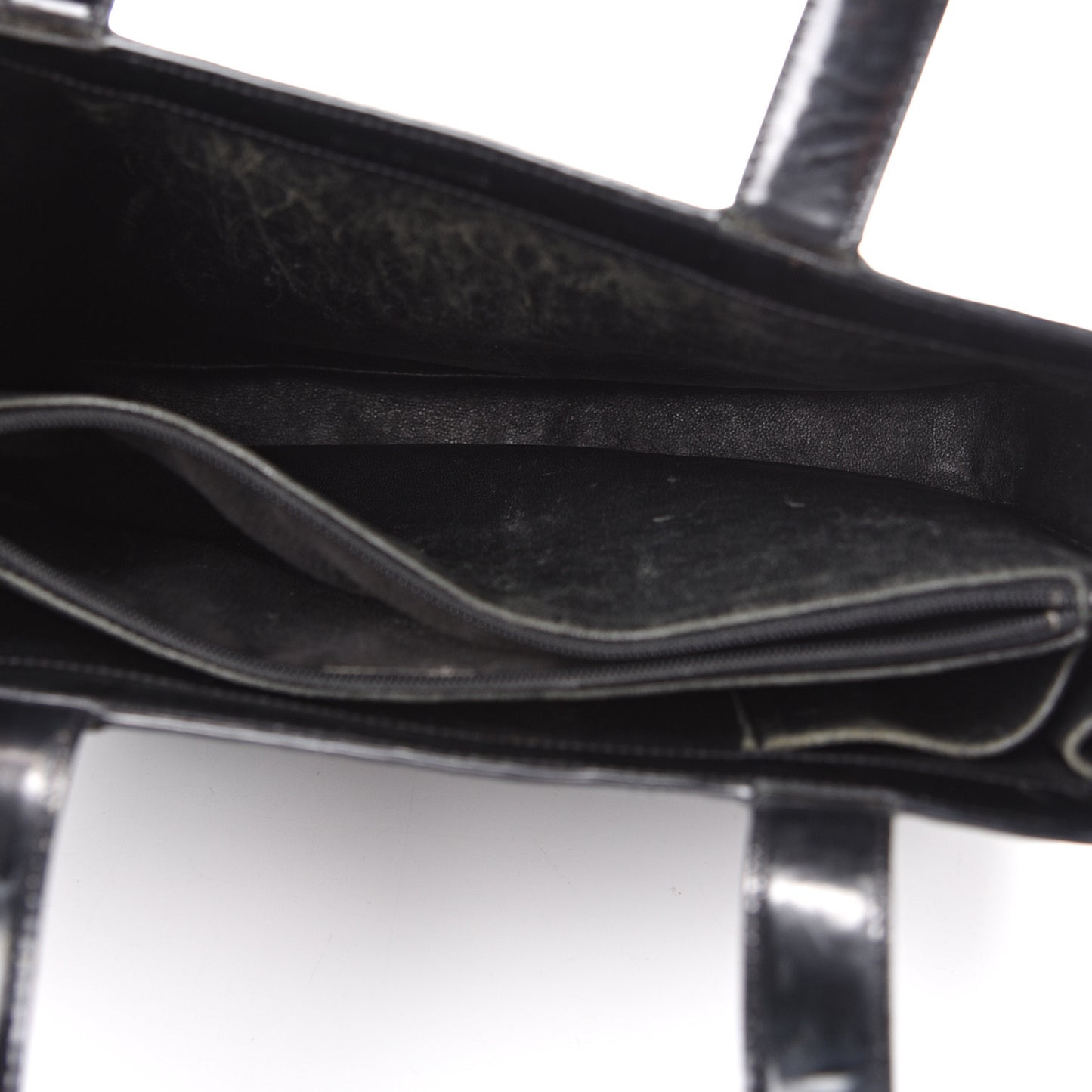 Patent Logo Shoulder Bag Black
