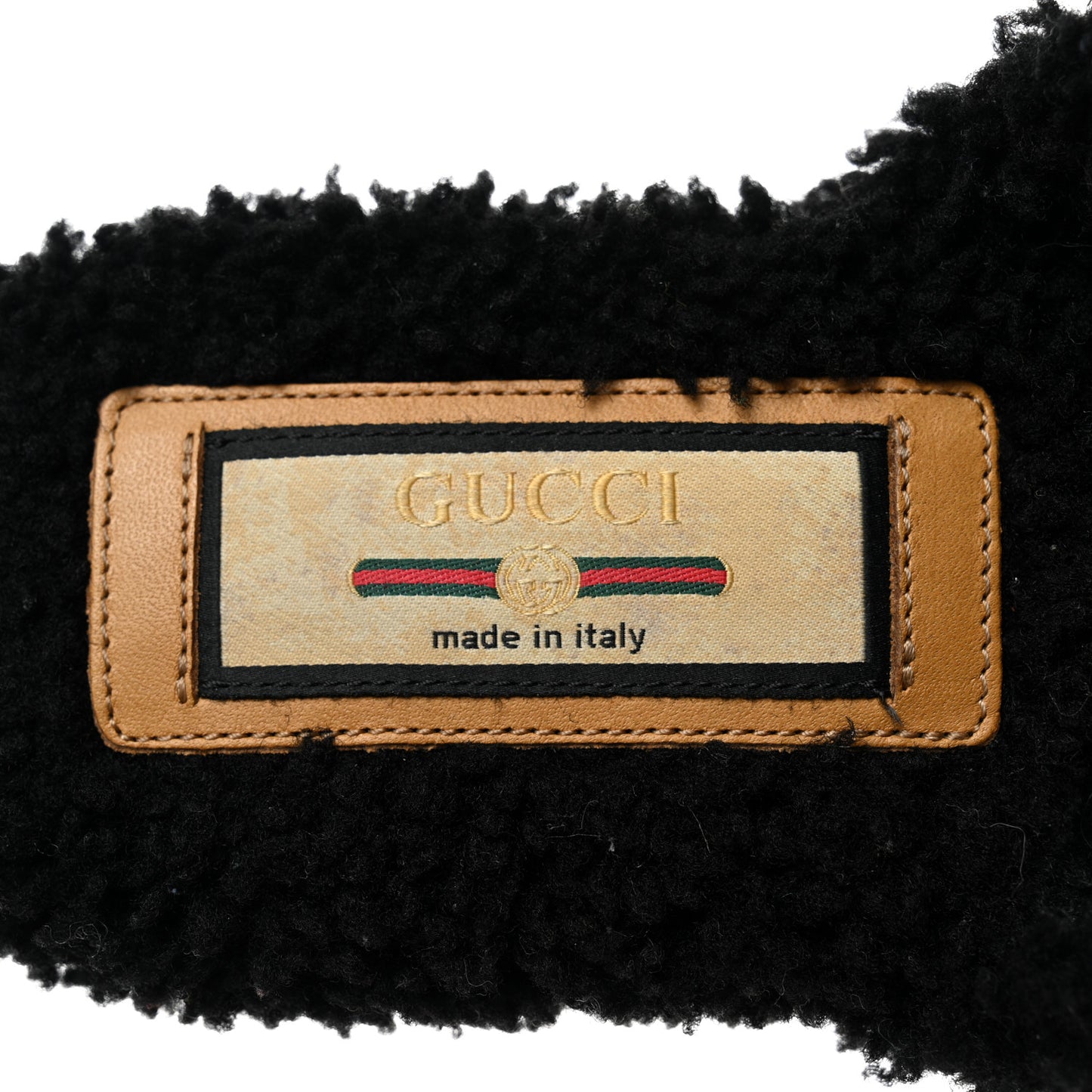 Shearling Interlocking G Womens Eileen Slippers 35 Black Butterscotch