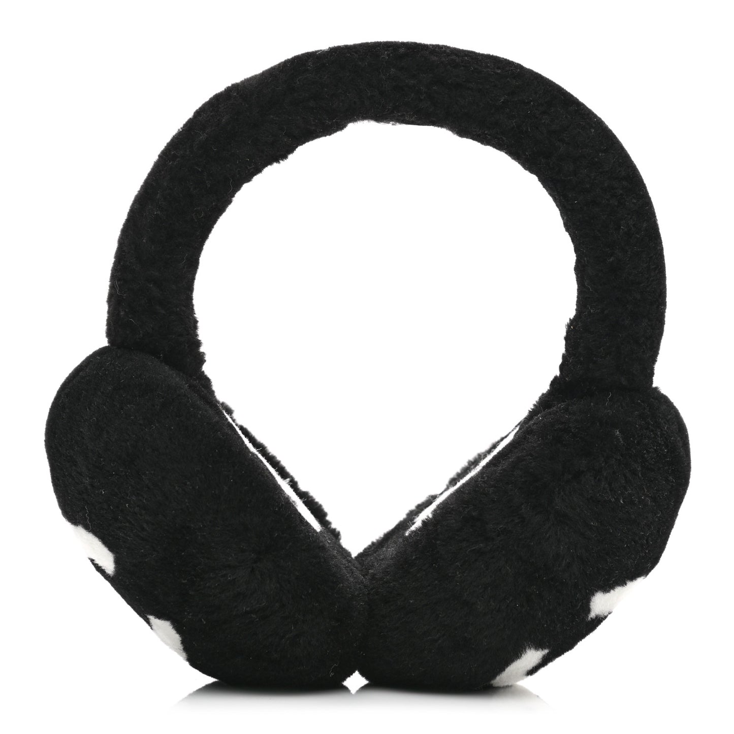 Shearling CC Ear Muffs Black White