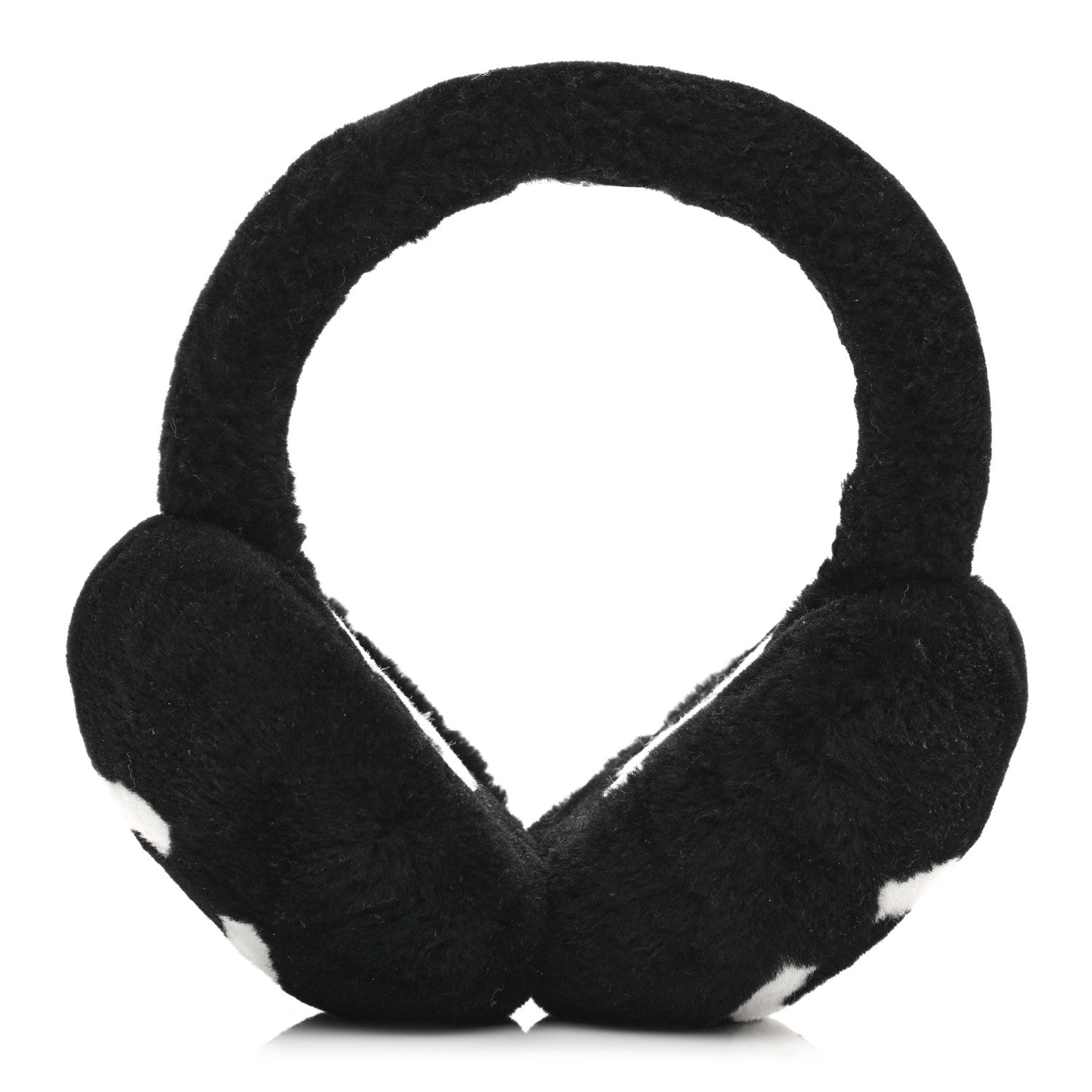 Chanel Shearling CC Ear Muffs Black White 1 of 5