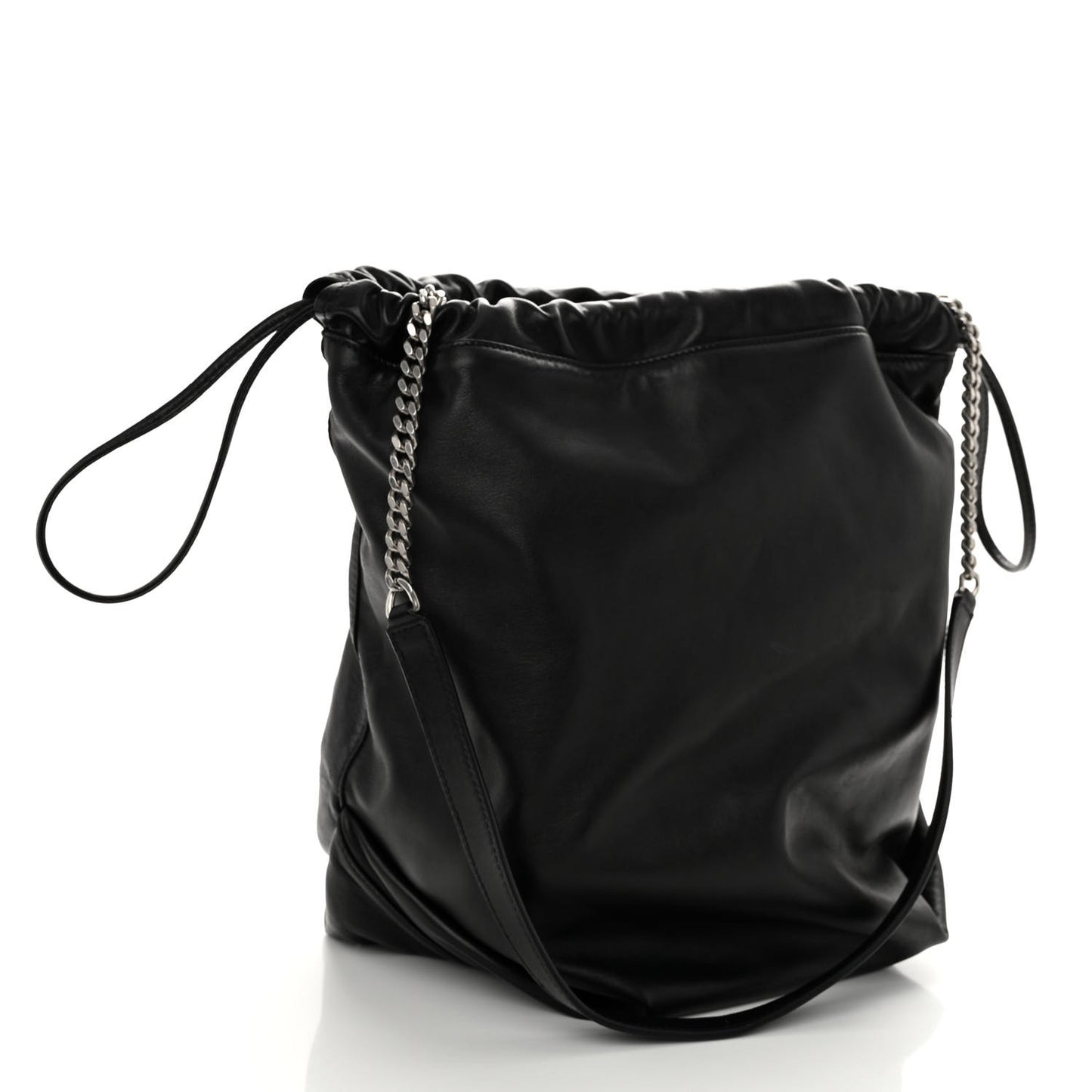 Lambskin Teddy Drawstring Bag Black