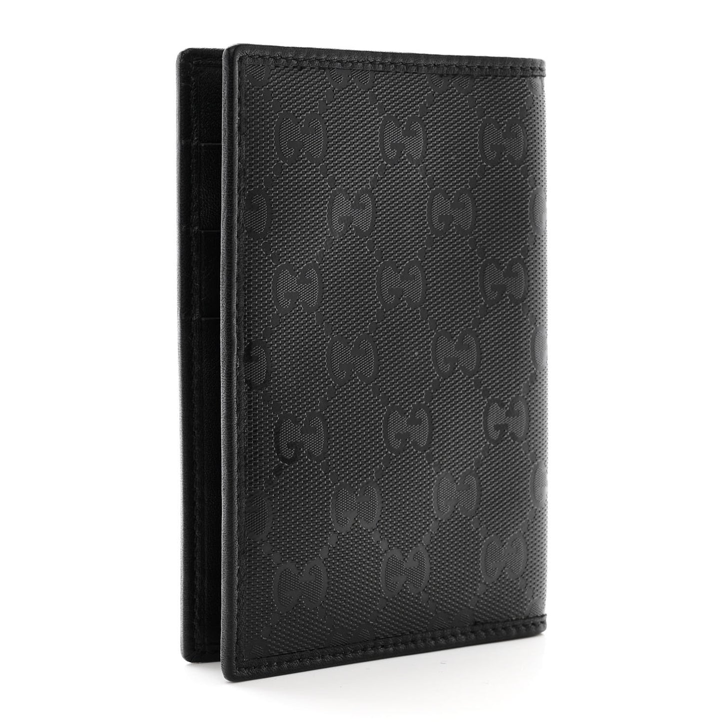 GG Crystal Monogram Passport Holder Black