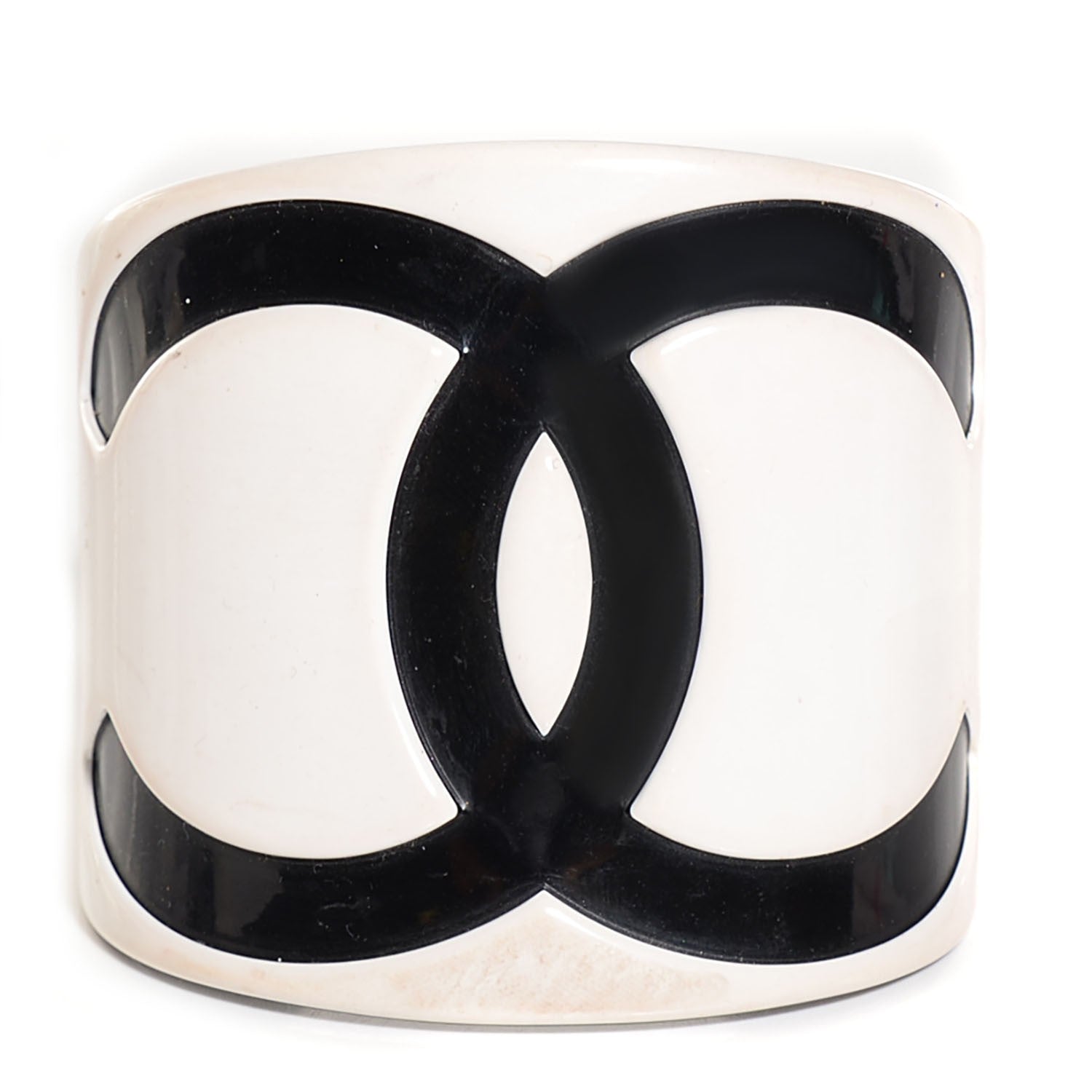 Chanel Resin CC Cuff Black White 1 of 5