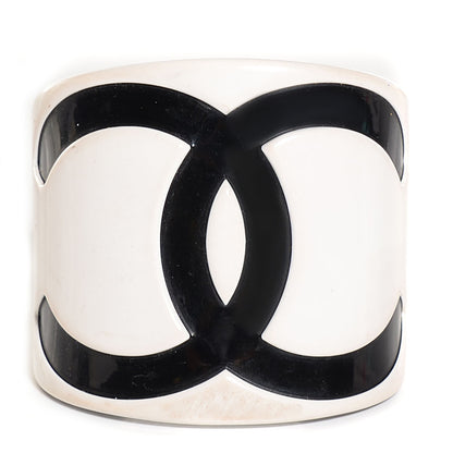 Chanel Resin CC Cuff Black White 1 of 5