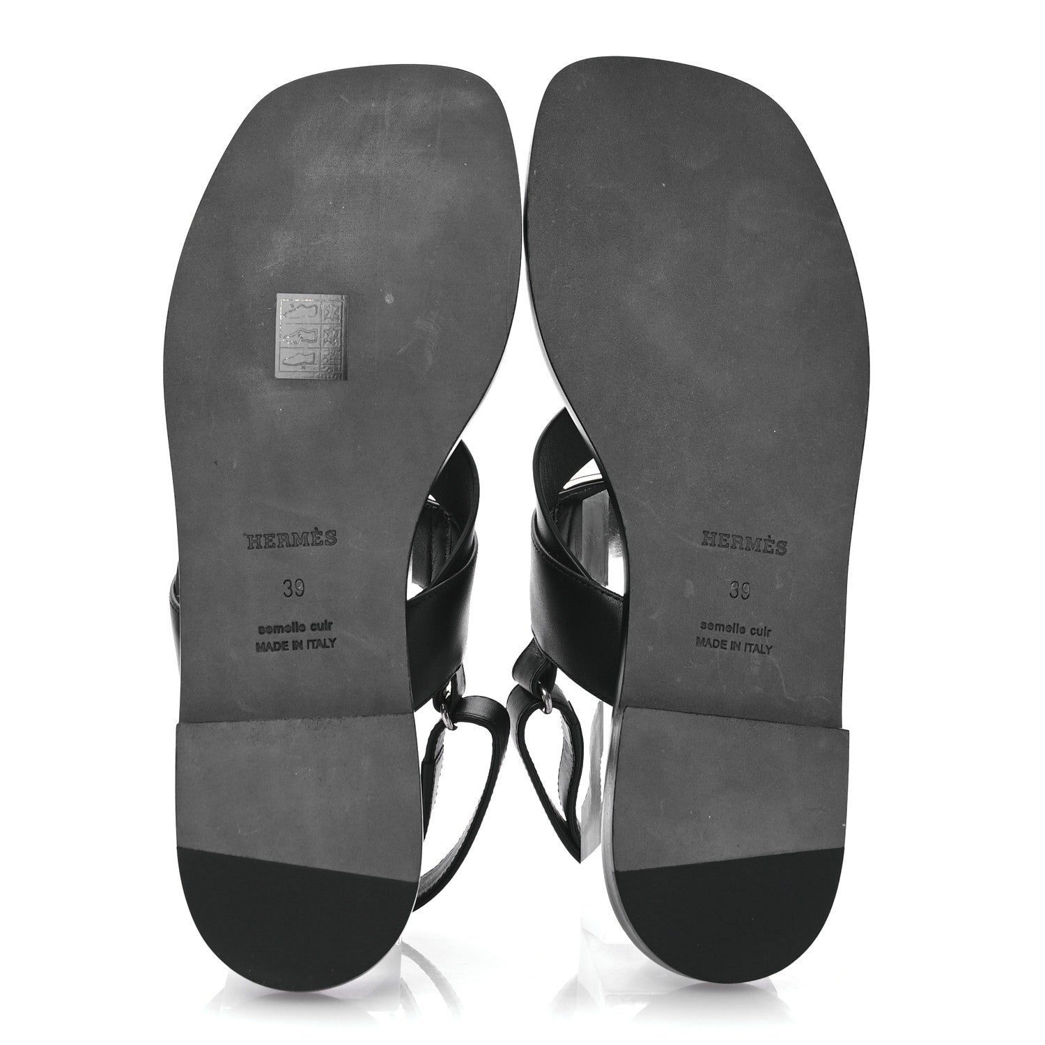 Hermes Calfskin Womens Ines Sandals 39 Black 6 of 9