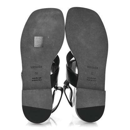 Hermes Calfskin Womens Ines Sandals 39 Black 6 of 9