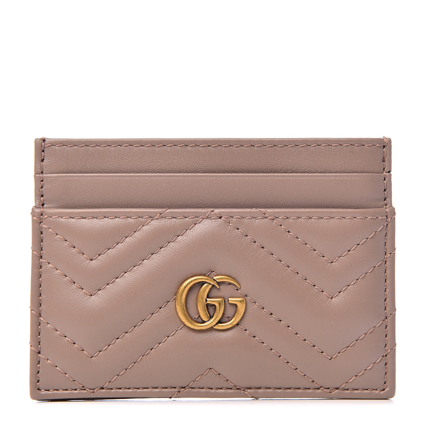 Calfskin Matelasse GG Marmont Card Holder Porcelain Rose