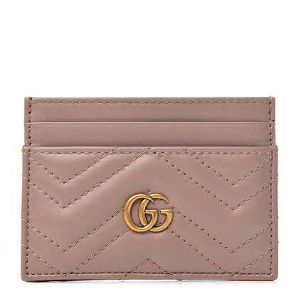 Gucci Calfskin Matelasse GG Marmont Card Holder Porcelain Rose 1 of 6