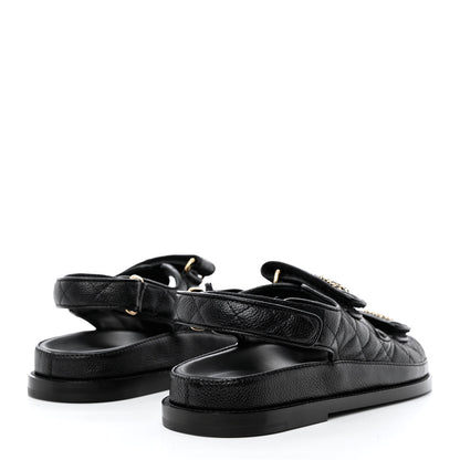 Chanel Grained Calfskin Velcro Dad Sandals 38 Black 4 of 9