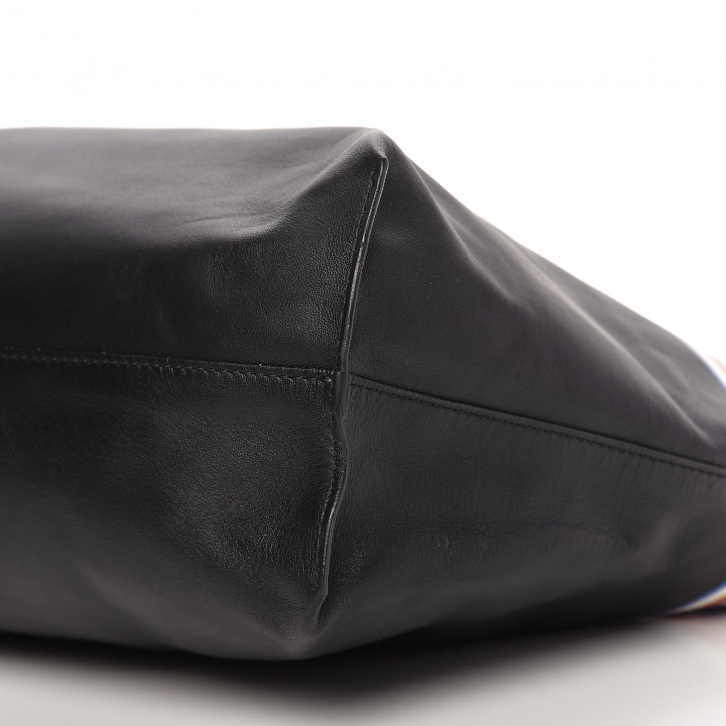 Calfskin Stripe Greek City Key Tote Black