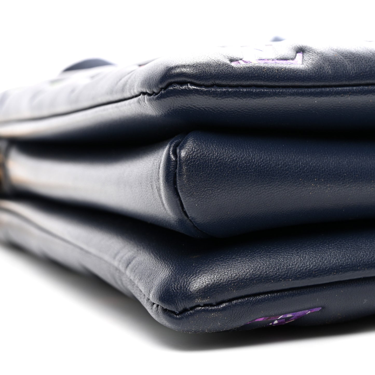 Lambskin Embossed Monogram LV Garden Coussin MM Navy Blue