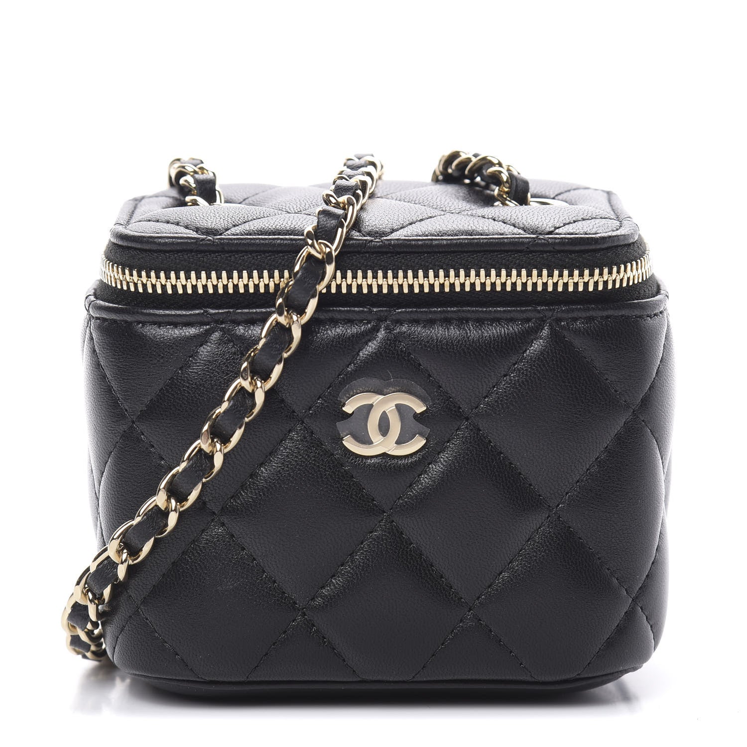 Chanel Lambskin Quilted Mini Vanity Case With Chain Black 1 of 11