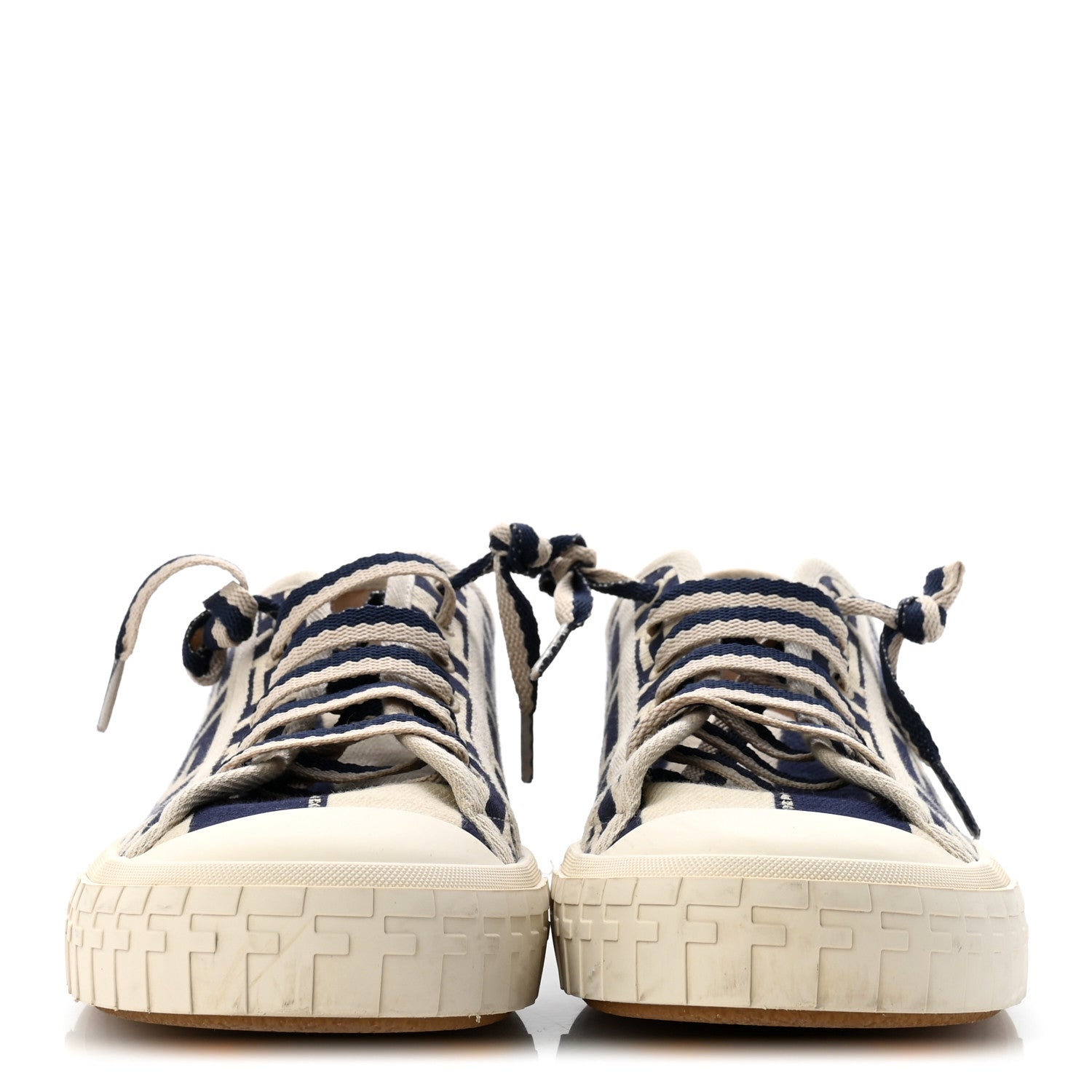 Fendi Woven Fabric FF Mens Domino Low Top Sneakers 41 Bei Midnight 3 of 10
