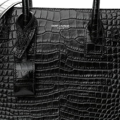 Saint Laurent Calfskin Crocodile Embossed Baby Sac De Jour Black 8 of 9