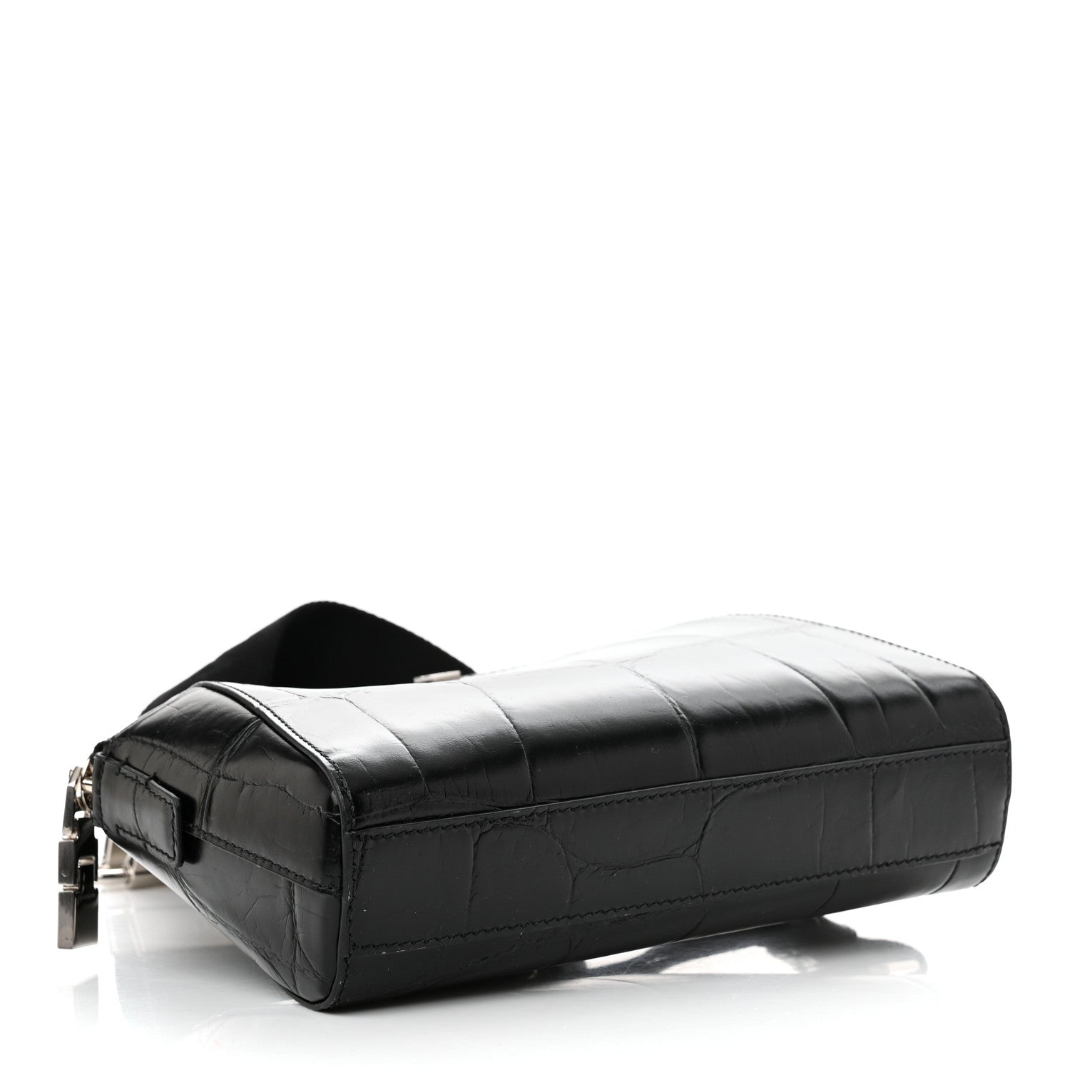 Givenchy Calfskin Crocodile Embossed Antigona U Crossbody Bag Black 4 of 9