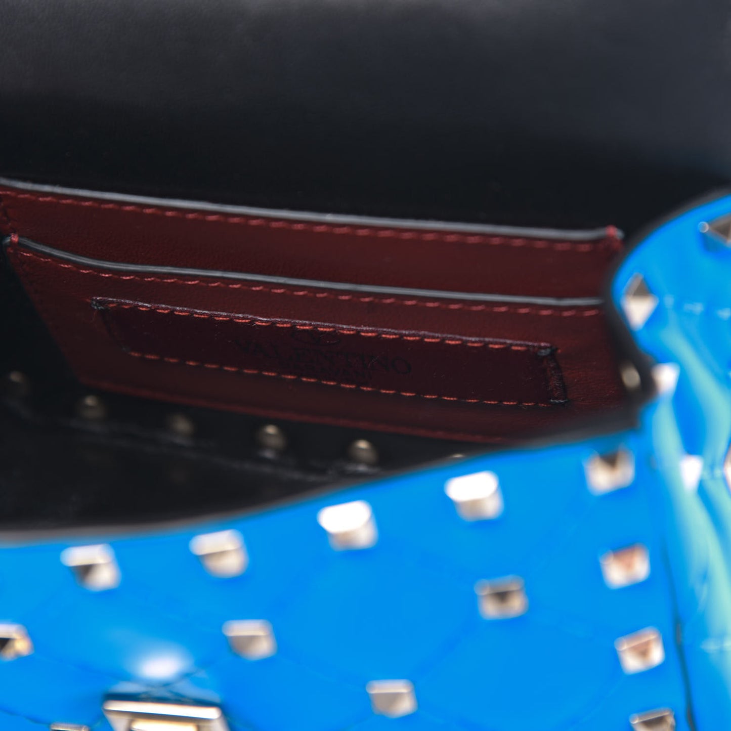 Calfskin Micro Rockstud Spike Shoulder Bag Blue Fluo