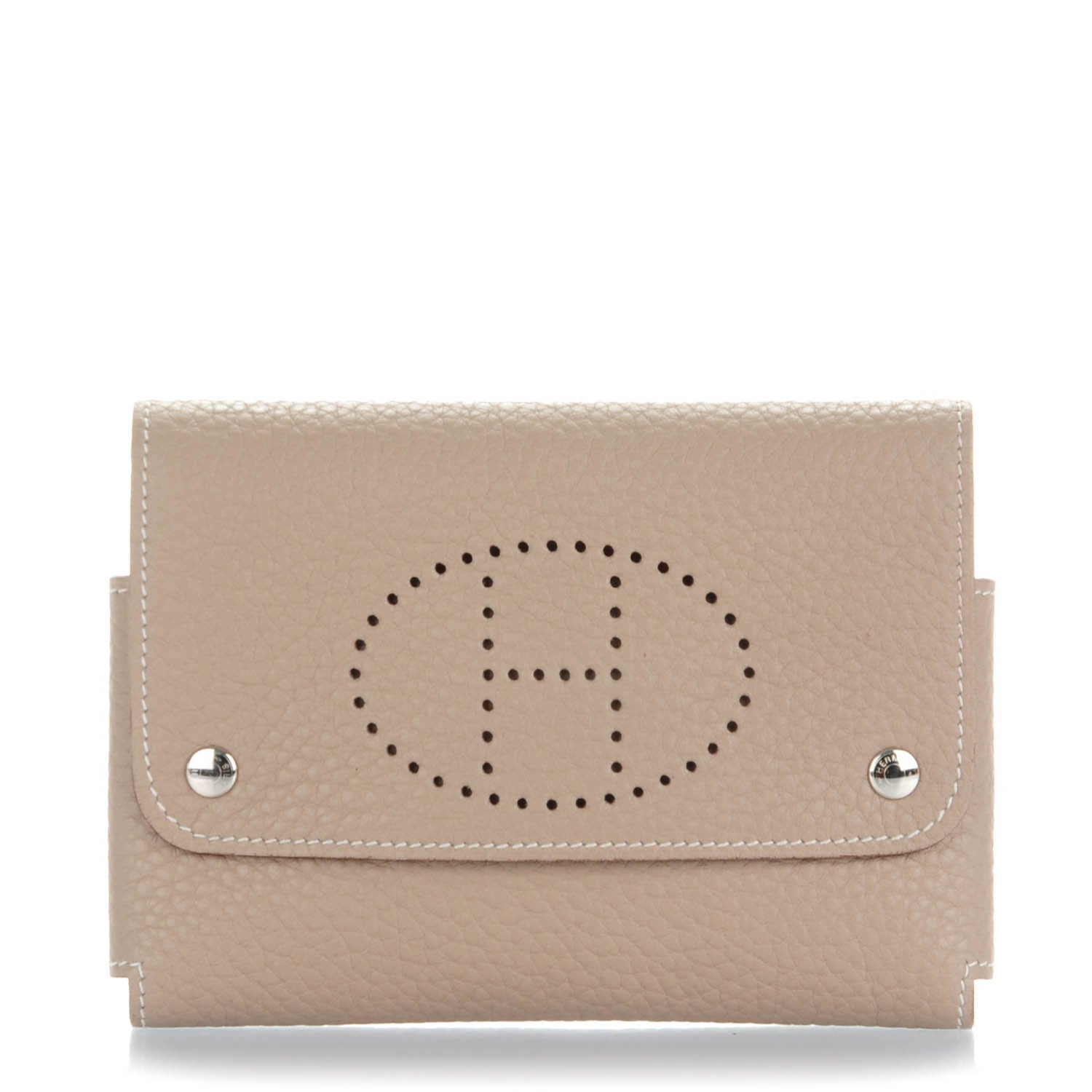 Hermes Taurillon Clemence Mises et Relances Playing Cards Holder Gris Tourterelle Orange 1 of 6