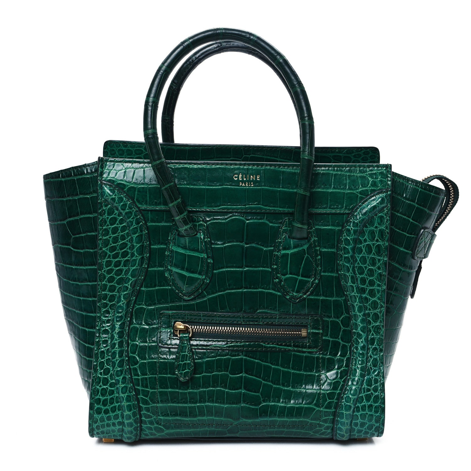 Celine Crocodile Micro Luggage Green 1 of 12