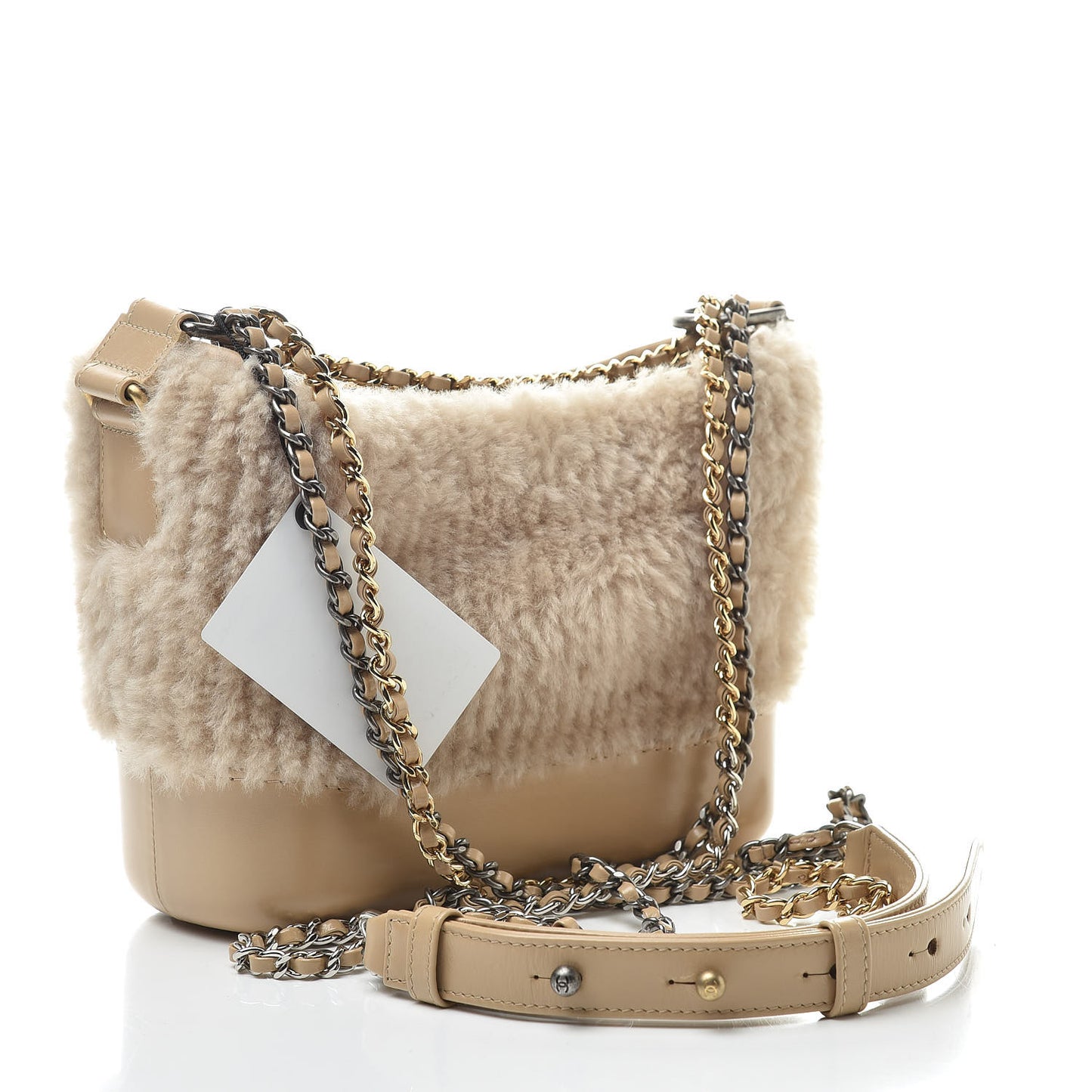 Shearling Small Gabrielle Hobo Dark Beige