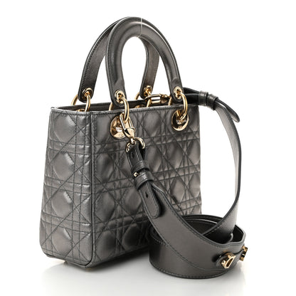 Christian Dior Lambskin Cannage Small My ABCDior Lady Dior Metallic Grey 3 of 12