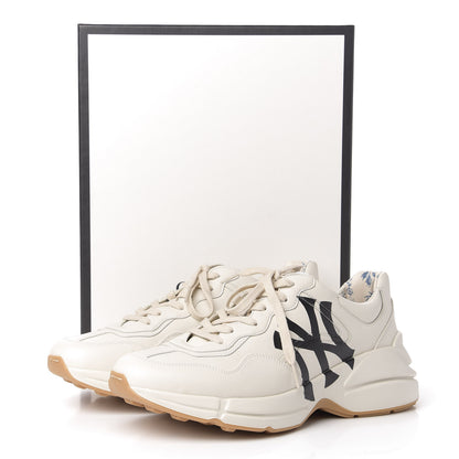 Gucci X MLB Calfskin NY Yankees Mens Rhyton Sneakers 9 Mystic White 10 of 10