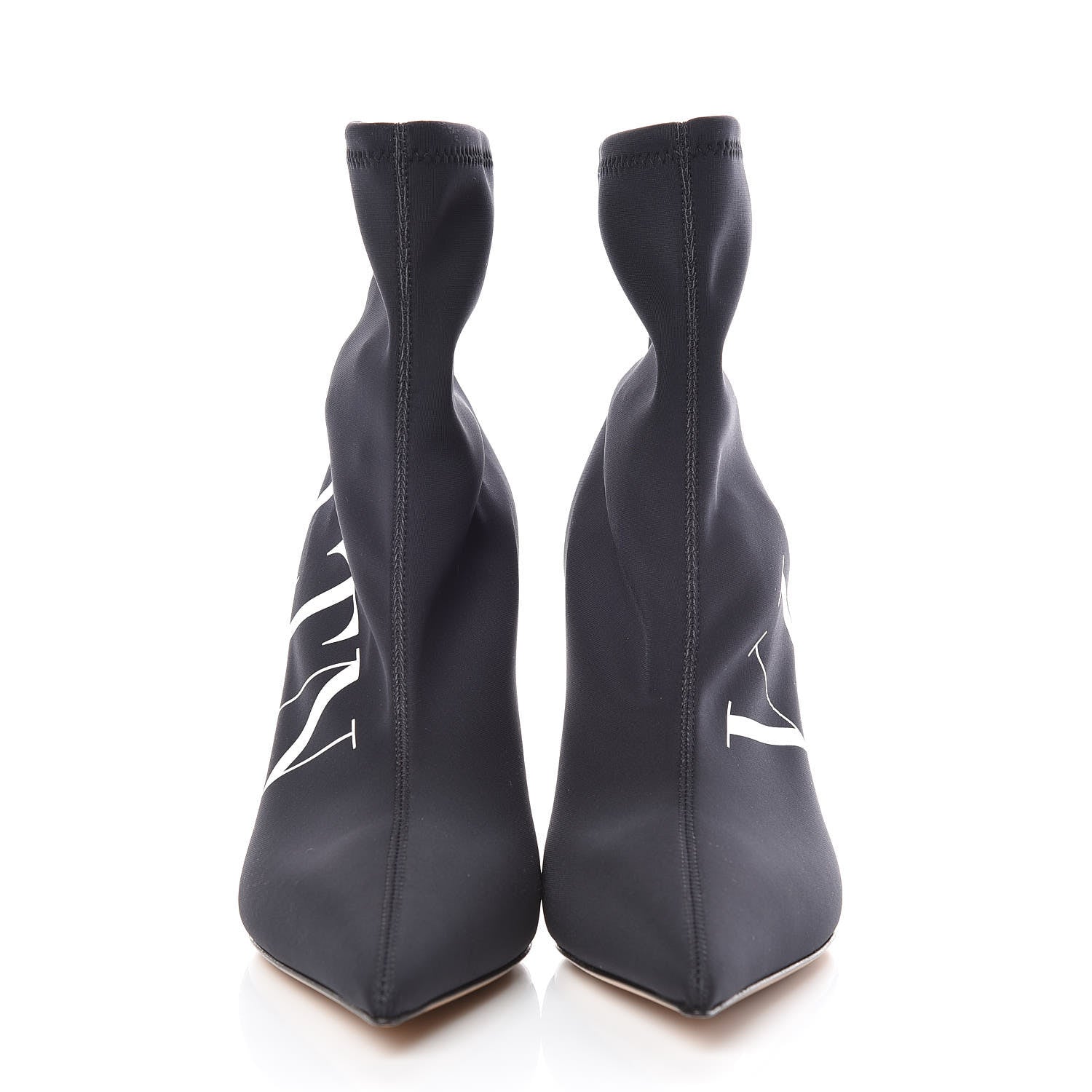 Valentino Garavani Eco Leather VLTN 100mm Sock Booties 37 Black White 2 of 8
