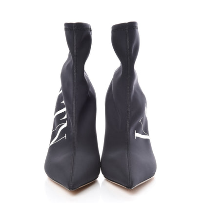 Valentino Garavani Eco Leather VLTN 100mm Sock Booties 37 Black White 2 of 8