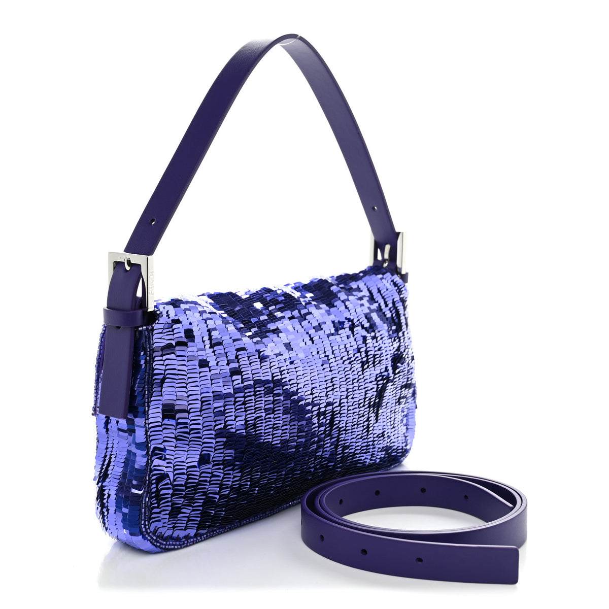 Fendi Silk Sequin Baguette 26424 Purple 3 of 9