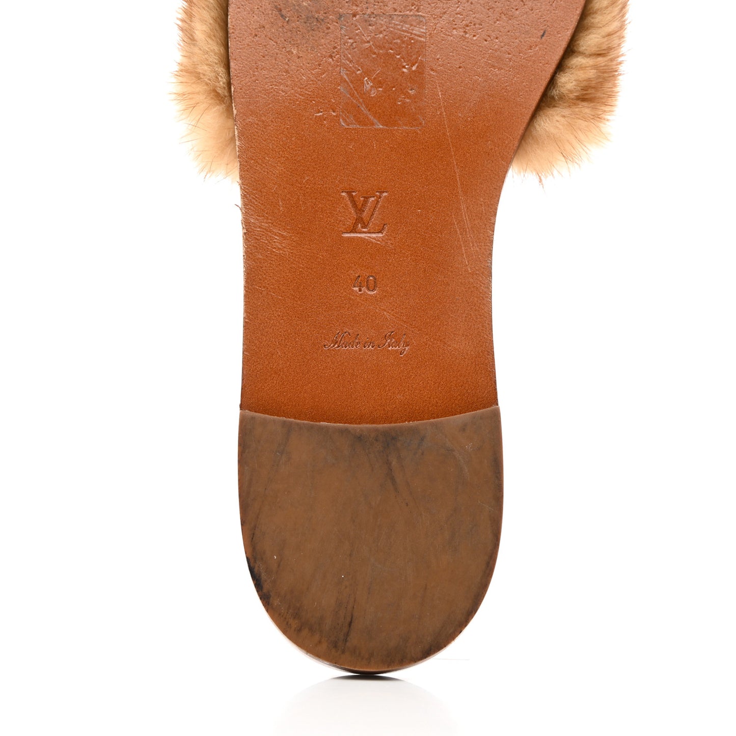 Mink Fur Lock It Flat Mule 40 Beige
