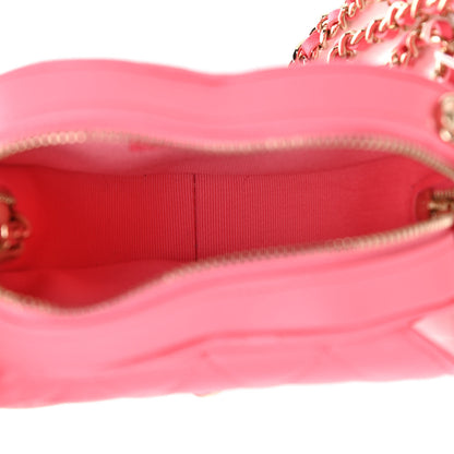 Chanel Lambskin Quilted CC In Love Heart Clutch With Chain Pink 4 of 10