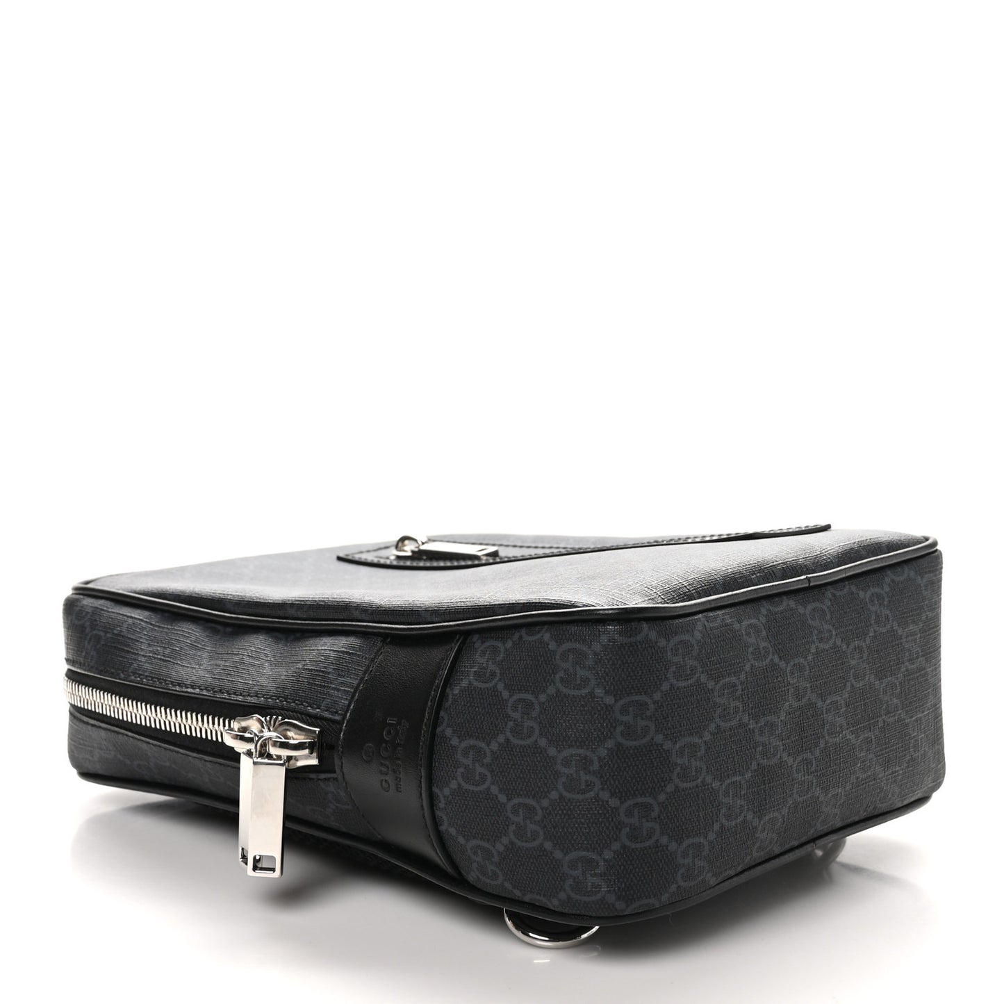 GG Supreme Monogram Web Small Sling Bag   Black Grey