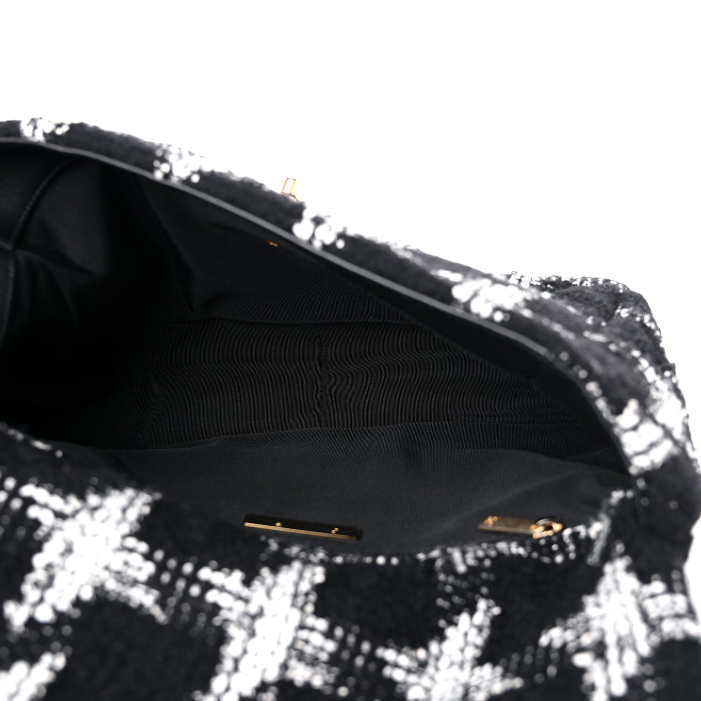 Tweed Quilted Large Chanel 19 Flap Black White