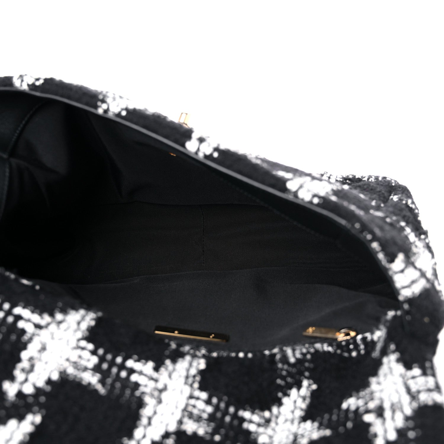 Chanel Tweed Quilted Large Chanel 19 Flap Black White 5 of 10
