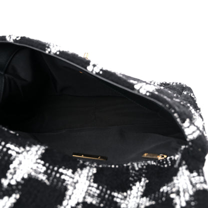 Chanel Tweed Quilted Large Chanel 19 Flap Black White 5 of 10