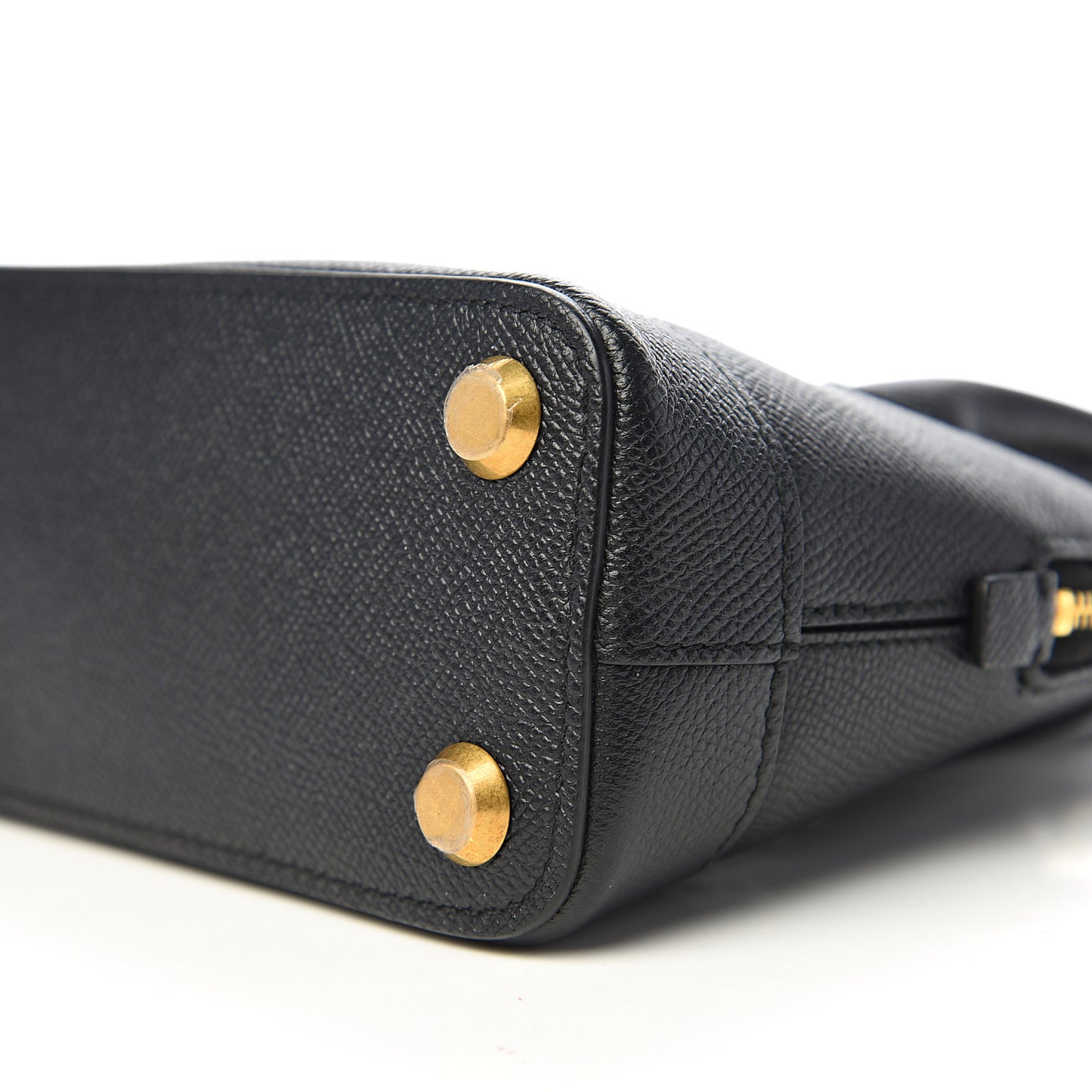 Signature Grained Calfskin XXS Ville Top Handle Bag Black White
