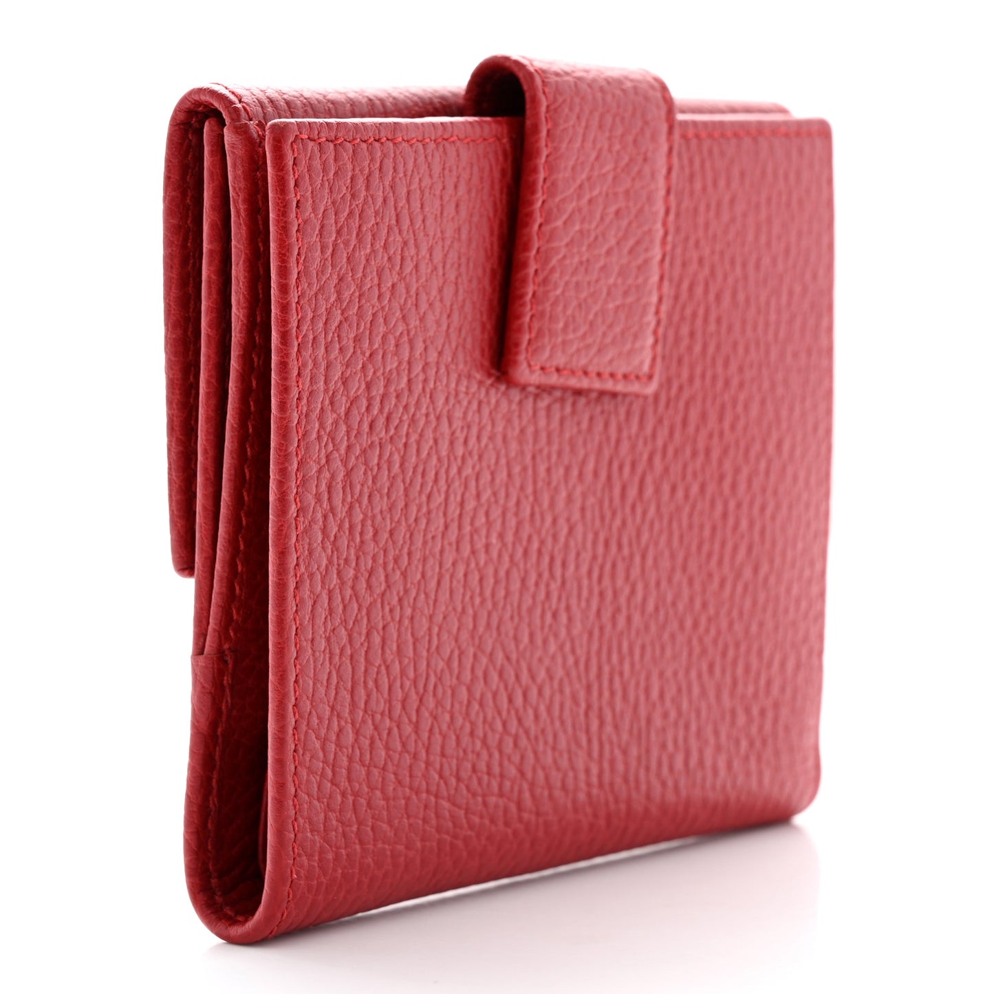 Dollar Calfskin Double G French Flap Wallet Hibiscus Red