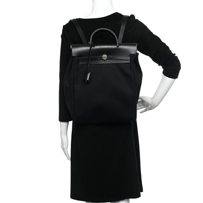 Hermes Toile Vache Calfskin Herbag 30 PM Backpack Black 2 of 10