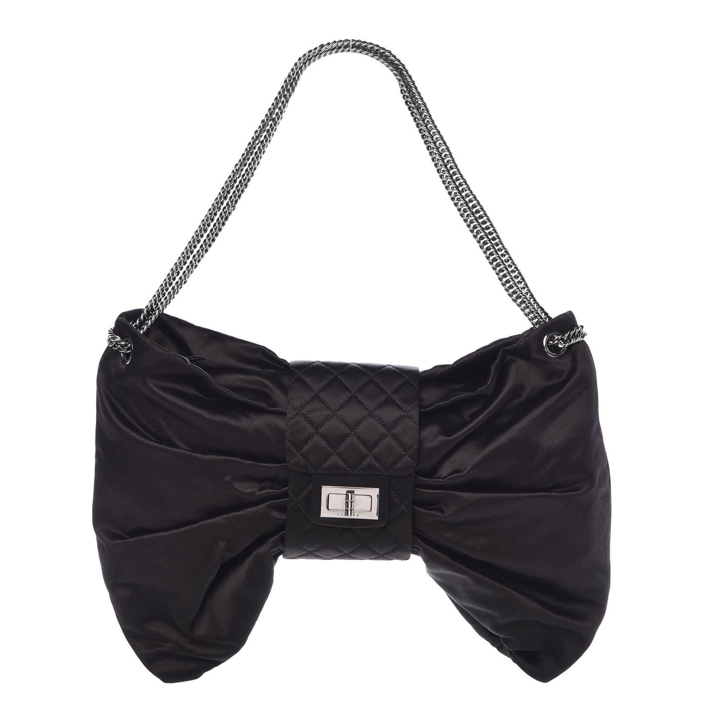 Satin Large Bow Bag Black