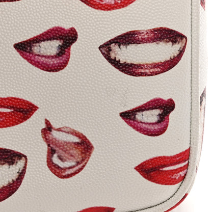 Saint Laurent Grain De Poudre Lips Print Medium Classic Monogram Camera Bag White Red 12 of 12