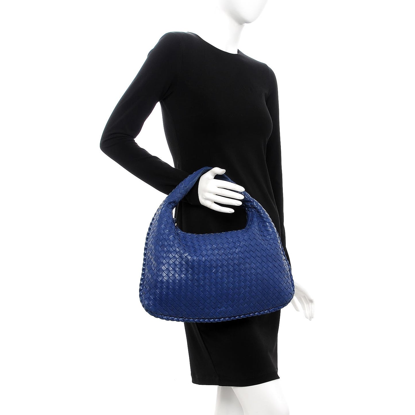 Nappa Intrecciato Medium Veneta Hobo Cobalt