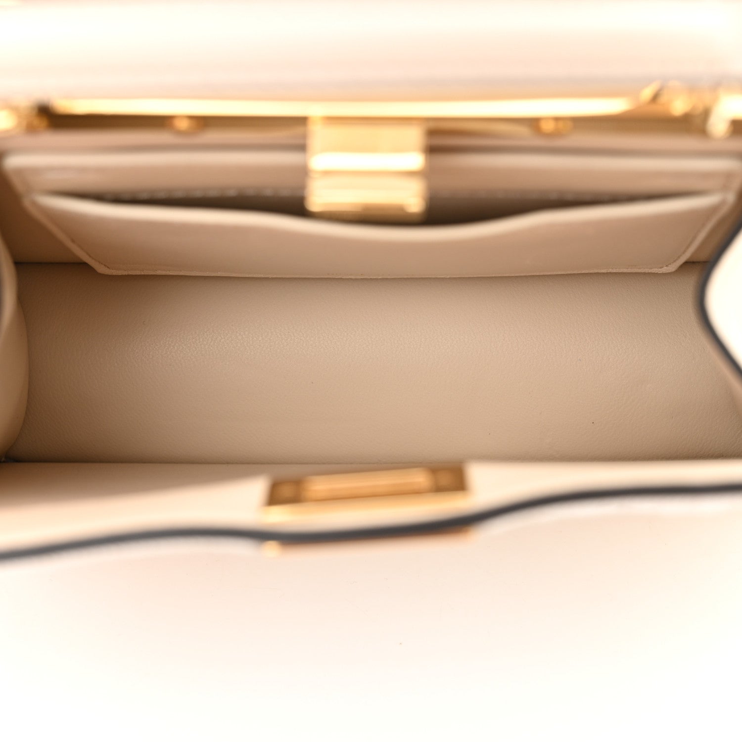 Fendi Vitello Seta Shiny Nappa Floral Embroidered Petite Peekaboo I SEE U Satchel Camelia White Ice 5 of 12
